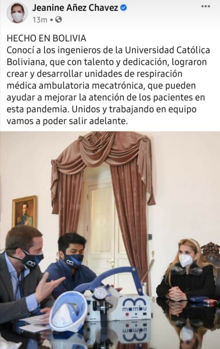 dsuareztraverso's tweet photo. Hoy nos reunimos con la Presidenta del país para mostrar nuestro dispositivo MAMBU.
Gran trabajo equipo!!! #MambuBolivia https://t.co/3uHC9j90gb
