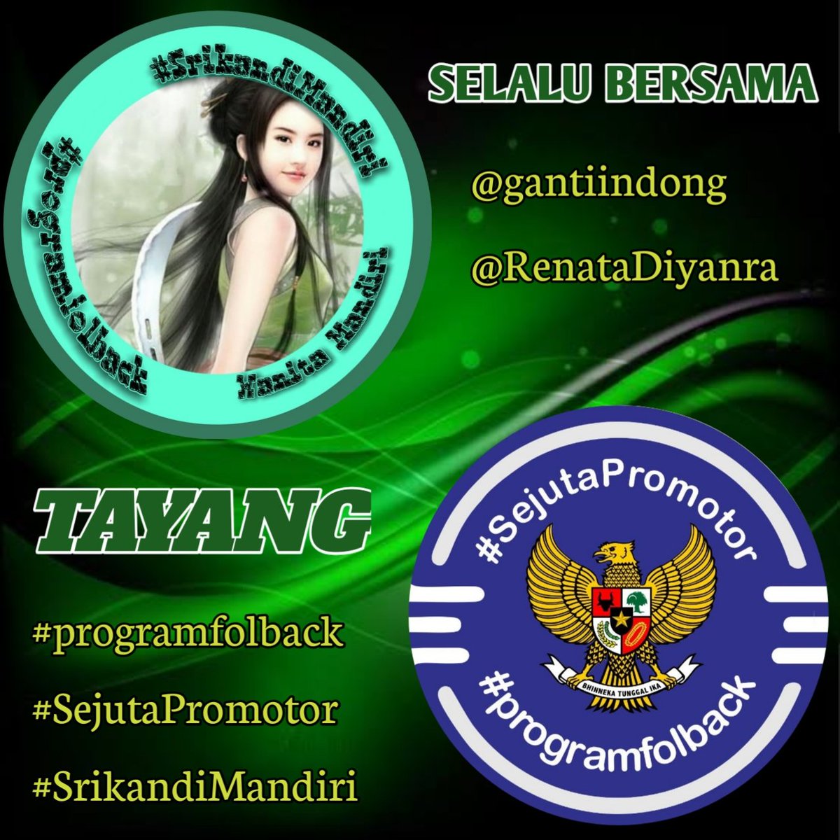 #programfolback 
#SejutaPromotor 
#SrikandiMandiri 

List - 5 

@gantiindong 
<a href="/RenataDiyanra/">Renata Diyanra</a> 

<a href="/elbeelkren/">elbe</a>
@CadProSoerya
@Mahrus30127858
@Gita_Gina24
@harahaps_hrp
<a href="/sedahratukulilo/">kulilo sedah</a>
<a href="/BWanawangsa/">Bagaskara Wanawangsa</a>

<a href="/rujakxireng90/">Rujakxireng90</a>
@Permata_Dewi06
<a href="/Rizkymustari_/">Rizky_mustari</a>
<a href="/FathirArkad4/">Fathir Arkad</a>
<a href="/CekCekCek10/">𝕮𝖊𝖐³10</a>
<a href="/SemutThek/">Semut 🐜 Thek 🇮🇩</a>