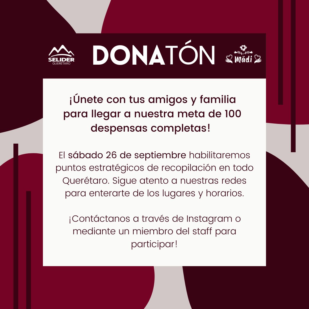 SeliderQro's tweet photo. SELIDER Querétaro y Mädi te invitan a participar en nuestro primer Donatón a beneficio de la comunidad Vista Hermosa en el municipio de Corregidora

¡Contáctanos para sumarte a la causa! https://t.co/nCSfBtbg9m