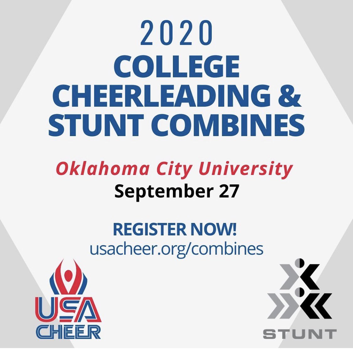 STUNTtheSport's tweet image. We are coming to OK 9/27- get seen and recruited by college coaches from around the country! Sign up today!!! 
USACHEER.org/combines