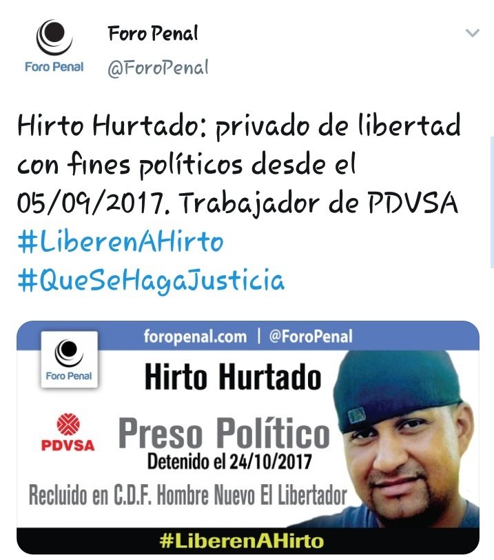 luzmerandreina's tweet photo. #Convoco a todos mis seguidores y a Venezuela entera a realizar una cadena de oración por la Libertad y Salud de @HirtoHurtado y todos los presos políticos, la cita es este VIERNES 8PM 🙏🏽 no olviden la etiqueta #LibertadParaHirtoHurtado y que Papá Dios Les Bendiga 🙏🏽 https://t.co/Od2VxGtRMC
