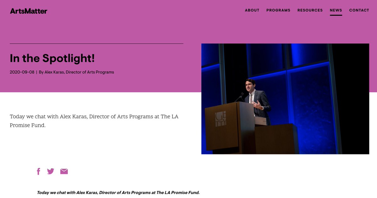 Meet one of the faces of the 
<a href="/ArtsMatter/">ArtsMatter</a>
 team on the blog today, with an interview with Director of Arts Programs, Alex Karas. 

artsmatter.org/news/jALsmF9ML…