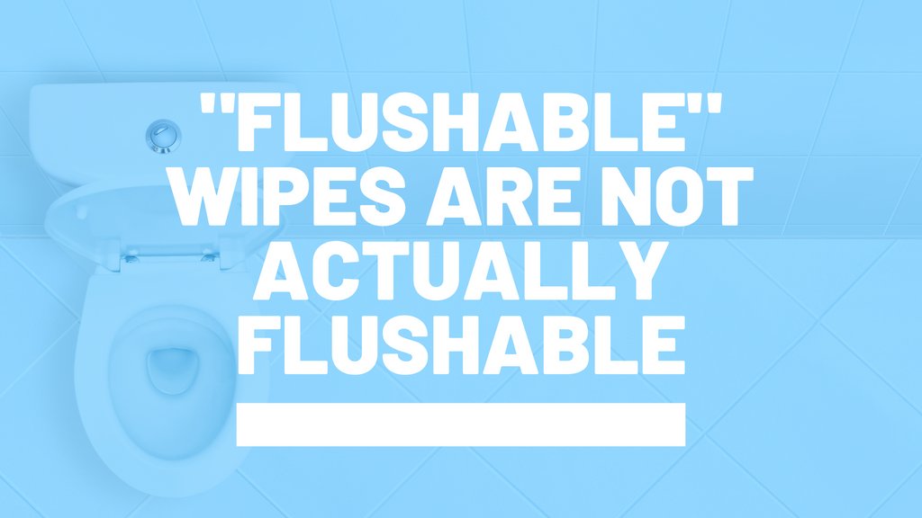 madmetrosewer's tweet photo. "Flushable" wipes, baby wipes, cleaning wipes, and make-up remover wipes are #NOTflushable. Only flush the #ThreePs: pee, poo, and (toilet) paper. #DontBelieveTheWipe https://t.co/ooW7EfiSRW