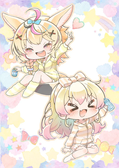 #絵まる #ねねアルバム #ししらーと #らみあ～と
前にジェラピケを着たラミィちゃんとししろんを描いたので、ねねちゃんとおまるんのも描いてみました!
みんな集まるとまた尊い…!! 