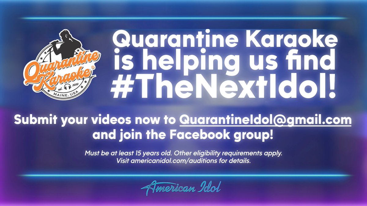 Is #TheNextIdol hanging out in Quarantine Karaoke? Check it out and prep for your audition now!

facebook.com/groups/Officia…