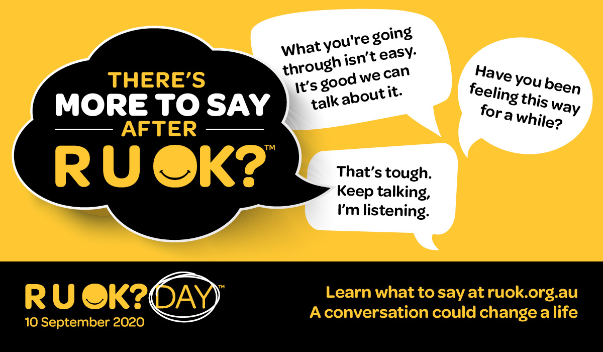 headspace_aus's tweet image. Today is #RUOK Day. This year, the message is 'There's more to say after R U OK?' After today, keep the conversation going and make each day a good day to check in with loved ones. Get tips on what to say after R U OK at bit.ly/2FbmQmK @ruokday