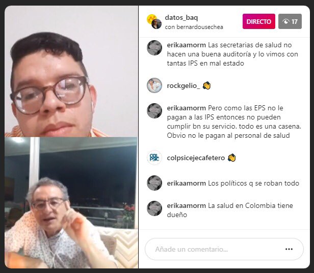 Datos_Baq's tweet photo. Estamos entrevistando en vivo a @BernardoUseche, presidente del Colegio Colombiano de Psicólogo (@COLPSIC). Conversamos sobre el sistema de salud en #Colombia, antes y después del Covid-19.

Pueden ver la entrevista en nuestro perfil de Instagram ⬇️
https://t.co/xlYNGdDdyf https://t.co/xDgXlsHFuV