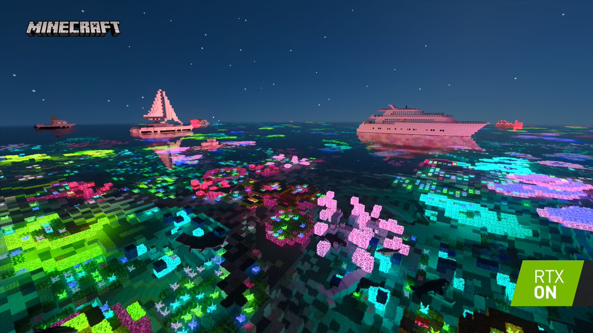 NVIDIAGeForce's tweet image. Experience the difference in #Minecraft...

RTX Off 🆚 #RTXOn