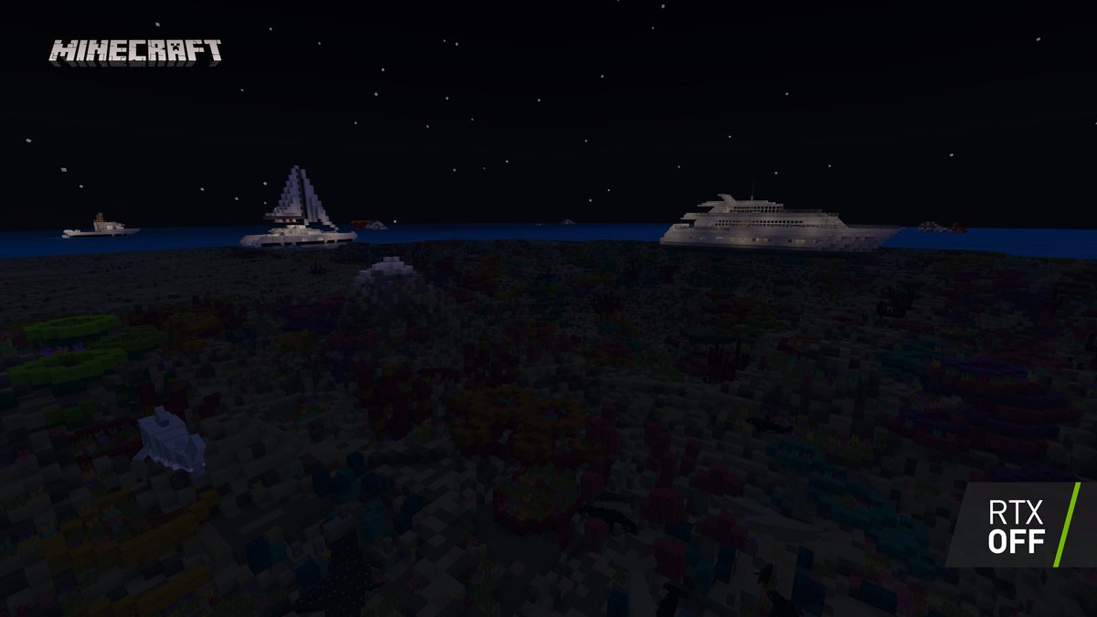 NVIDIAGeForce's tweet image. Experience the difference in #Minecraft...

RTX Off 🆚 #RTXOn