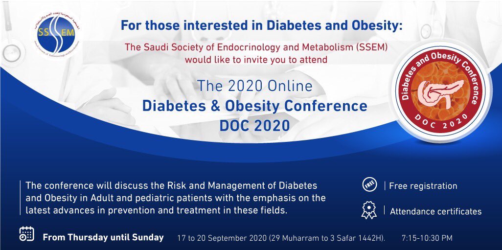 the_Chapter_'s tweet photo. تقيم الجمعية السعودية للغدد الصم والاستقلاب (@SSEMt) مؤتمر السكري والسمنة (DOC 2020) -عن بعد- على منصة the Chapter من الخميس 17 سبتمبر وحتى الأحد 20 سبتمبر 2020.
#DOC2020 #مؤتمر_السكري_والسمنة_2020
التسجيل مجاني:
https://t.co/fbNf7DKvu6 https://t.co/1IwNPnQHx6