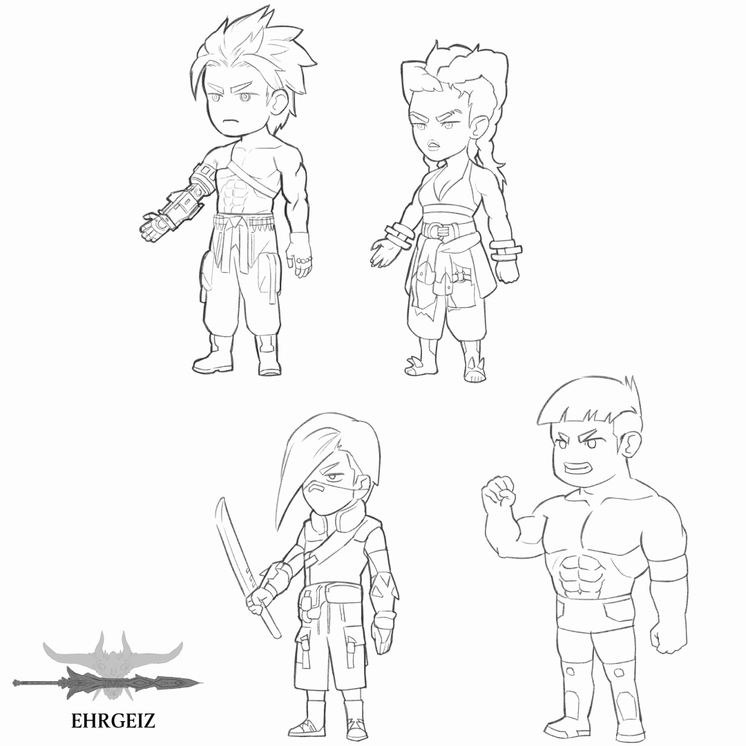Chibis of GODHAND, Wolfgirl Jo, Sasuk3 &amp; Tsunami Inoba #drawing #chibi 