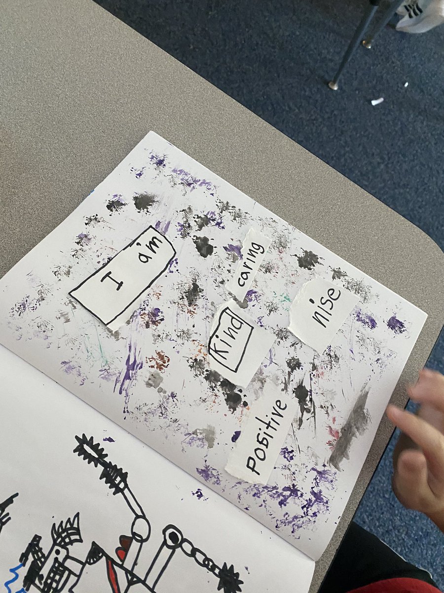 kayleyheeter's tweet photo. Our art teacher, Ms. Hall, helped our class create awesome collages to describe our personal positive character traits 🌈 https://t.co/wZhwL7YcLS