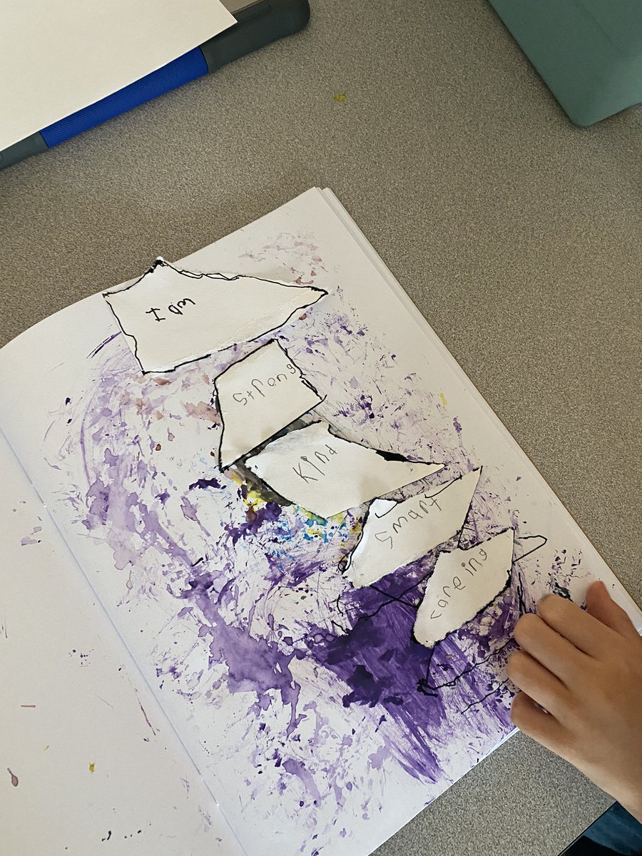 kayleyheeter's tweet photo. Our art teacher, Ms. Hall, helped our class create awesome collages to describe our personal positive character traits 🌈 https://t.co/wZhwL7YcLS