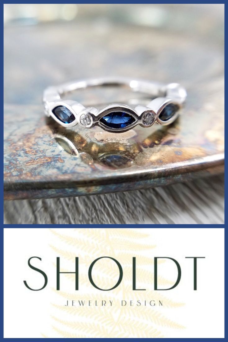 BluKatDesign's tweet photo. “Marquise sapphire and diamond bezel band custom made by Sholdt Jewelers, Seattle WA #customjewelry #weddingbands #stackingbands” https://t.co/mO0SPmVewC https://t.co/KLvUXeEZMM