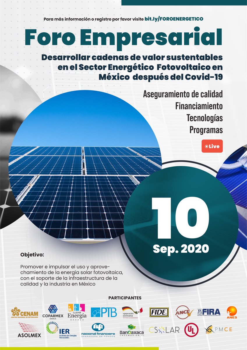 Coparmexoaxaca's tweet photo. Estamos a UNAS HORAS!!! De dar inicio con nuestro gran FORO EMPRESARIAL ENERGÉTICO!!

Nos quedan pocos lugares disponibles!

Entra ahora a: https://t.co/SSS42lhS49

Y NO TE QUEDES FUERA!!

Invitan: @ptb_q5 @anes_oficial @CENAM_Mexico @ASOLMEX_AC @Coparmexoaxaca https://t.co/X9M3GJuSAj
