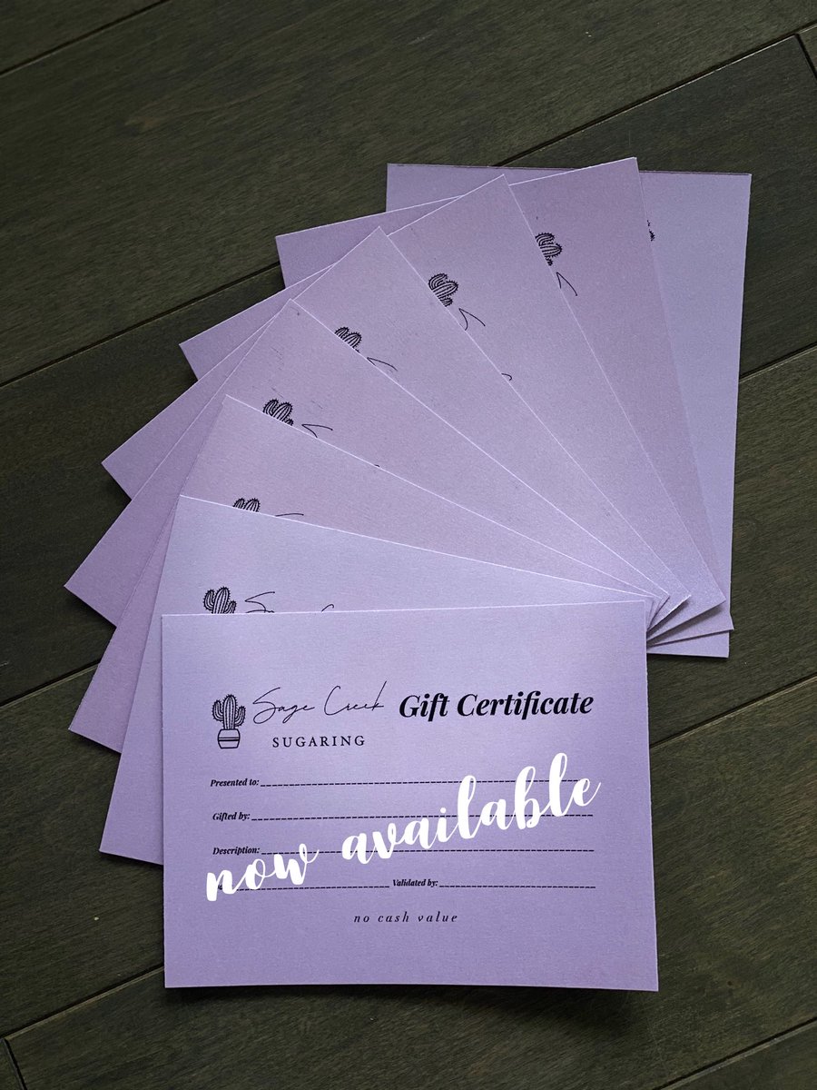 Gift Certificates are now available! Personalized in any denomination or services you wish
.
#SageCreekSugar #SageCreekSugaring
#SelfCare #SageCreek #Winnipeg #Manitoba #SupportLocal #SmallBusiness #WorkAtHomeMom #AllNatural