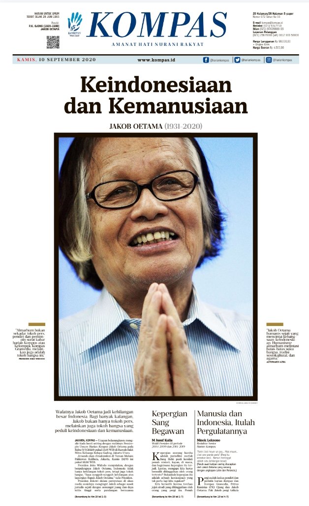hariankompas's tweet photo. Selamat Jalan,
Tokoh bangsa yang peduli dengan keindonesiaan dan kemanusiaan.
Kami akan selalu mengenangmu.
 
#JakobOetama https://t.co/MPqPBJNJ6m