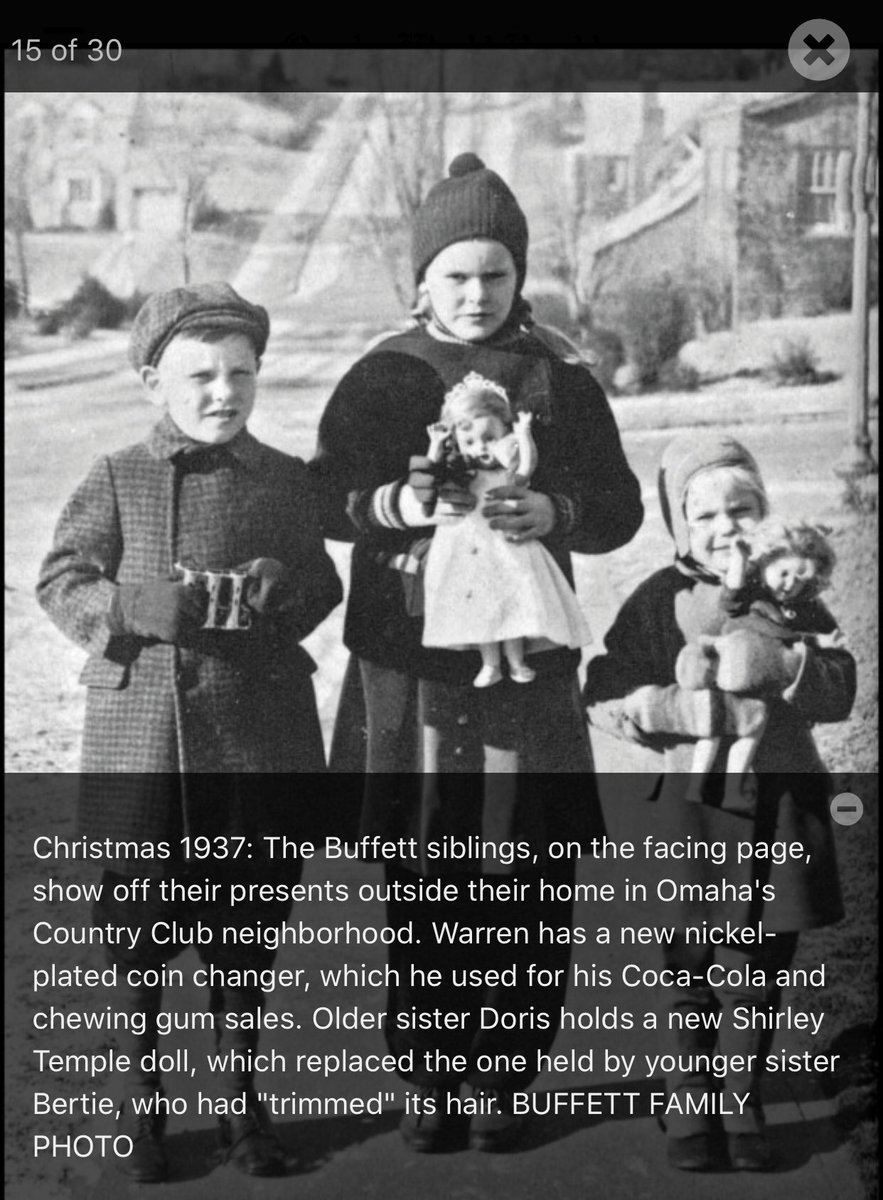 Meanwhile, life was still FANTASTIC for the Buffett family.Here is a Christmas photo of the Buffett siblings with their Christmas presents taken outside their home in the Omaha Country Club neighborhood.