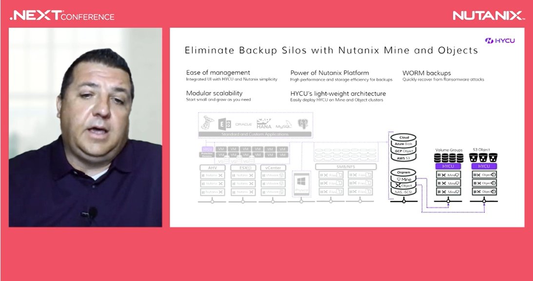 markoHYCU's tweet photo. Our own @jayjdalessio rocking the Nutanix .NEXT floor, amazing stuff! Last chance to catch it live in EMEA (11:35 CEST) or replay it in case you missed it... HYCU, the only solution native to Nutanix! #HYCU #Nutanix #NEXTconf https://t.co/a1KmeD3xEd