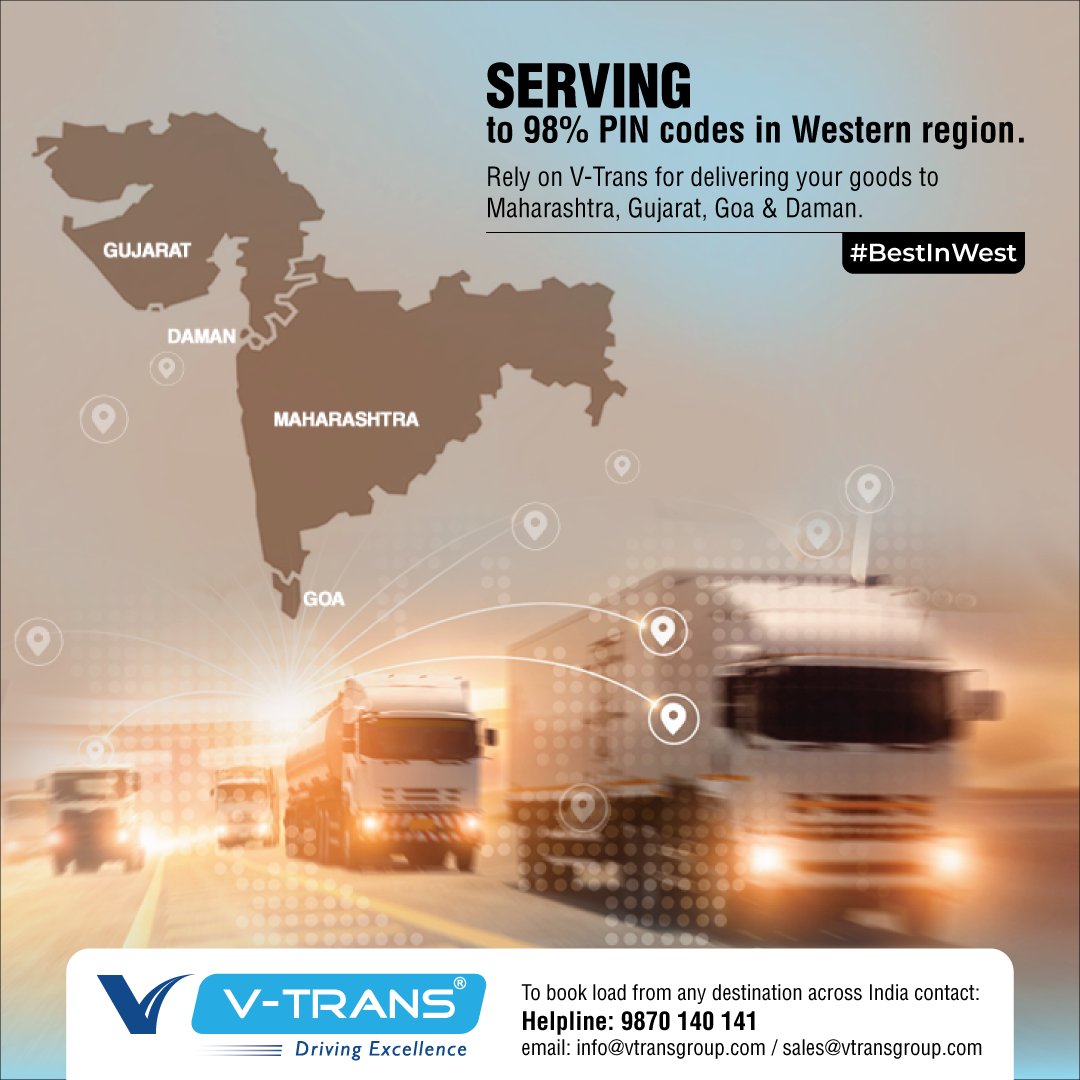 vtransindia's tweet photo. To reach any destination across the Western region of India rely on V-Trans as it offers timely delivery of goods with lesser DEPS and better service standards. Looking at delivering goods to any location across western region, then go with the best team.
#bestinwest https://t.co/g3bid0mDA0