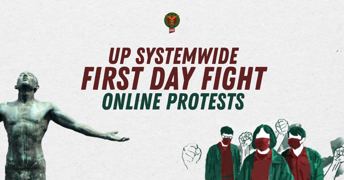 uposr's tweet image. FIRST DAY FIGHT!

Raise our fists and amplify our voice, UP! Check out the schedule of the online protests across the UP System.
#PostponeClassesUP #WalangIwananUP