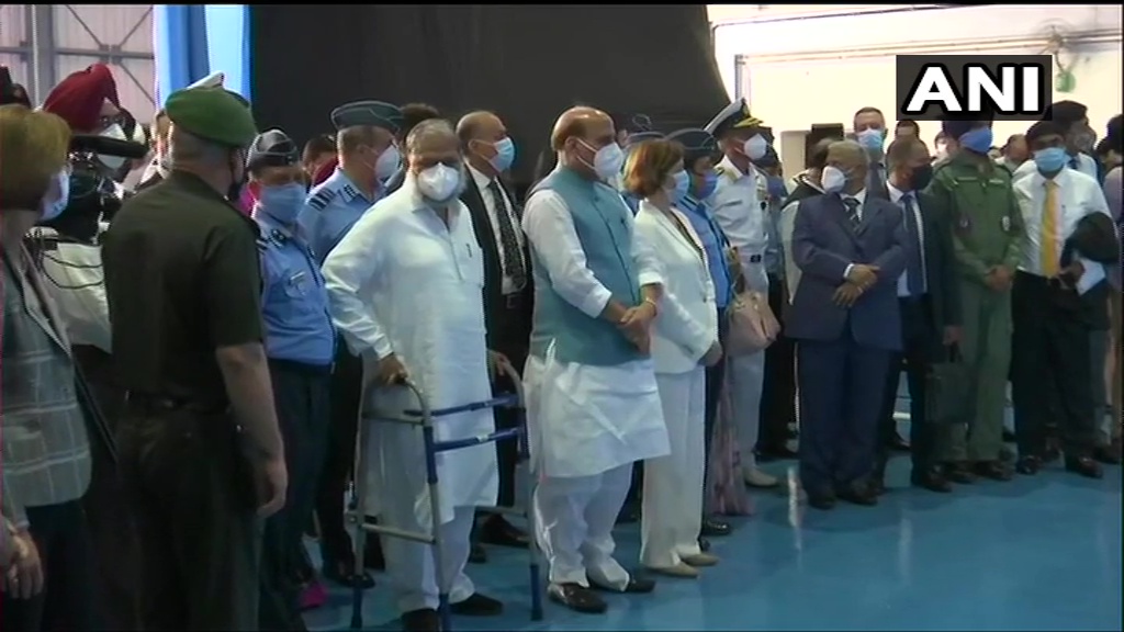 timesofindia's tweet photo. 'Sarva Dharma Puja' conducted at the #Rafale induction ceremony, at IAF airbase in Ambala

(Photos: ANI) 

#Rafale jets induction ceremony LIVE updates: https://t.co/eNBnPTxkIq https://t.co/nEvsoAiKCC