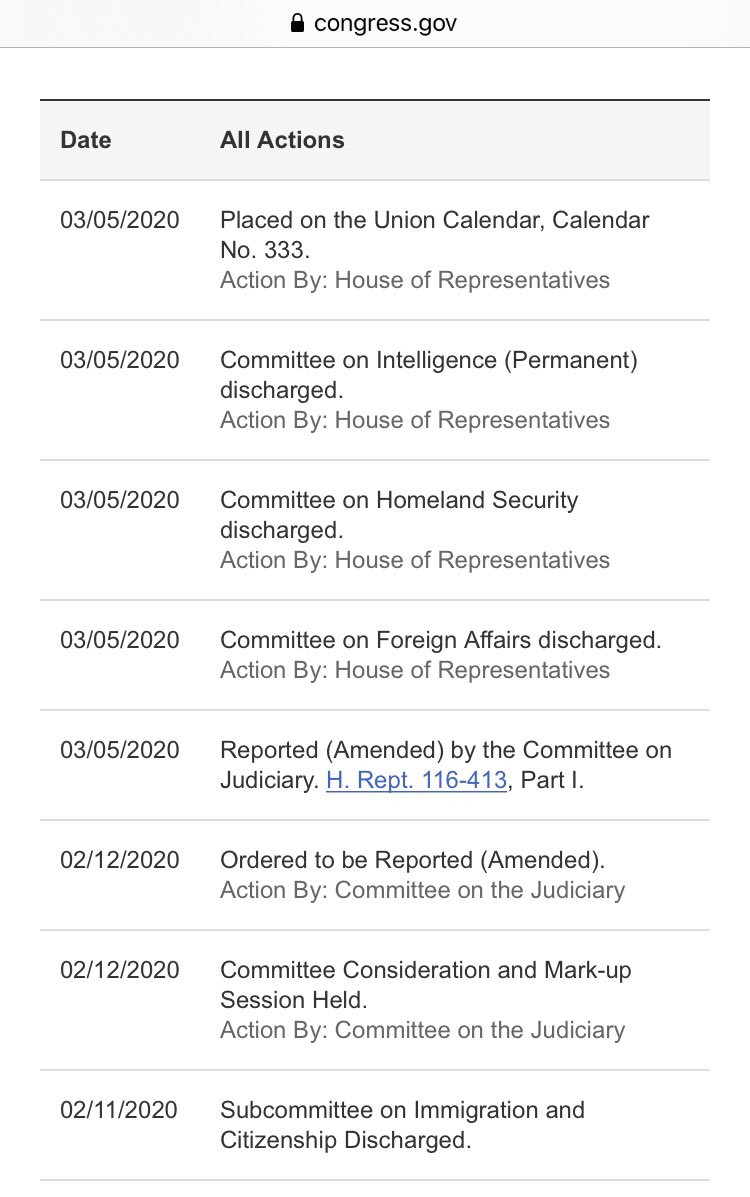  The  @HouseDemocrats used Feb into March to mark up their “No Ban Act” aimed at chocking Trump’s travel ban powers.The bill had stalled in April 2019 but  @SpeakerPelosi fired it up when  @realDonaldTrump announced the China travel slowdown.  https://www.congress.gov/bill/116th-congress/house-bill/2214/all-actions?q=%7B%22search%22%3A%5B%22judy+chu%22%5D%7D&overview=closed#tabs