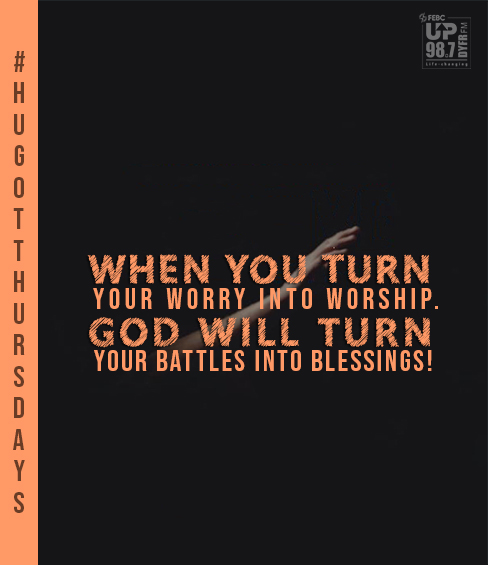 UP987DYFRFM's tweet photo. That God will fight our battles means we do not have to anguish, be anxious, or be discouraged when bad things happen in our lives. He has promised to take care of us, make good plans for us, and love us beyond measure.
#HugotThursdays 
#UP987 https://t.co/3a2EaQUPAf