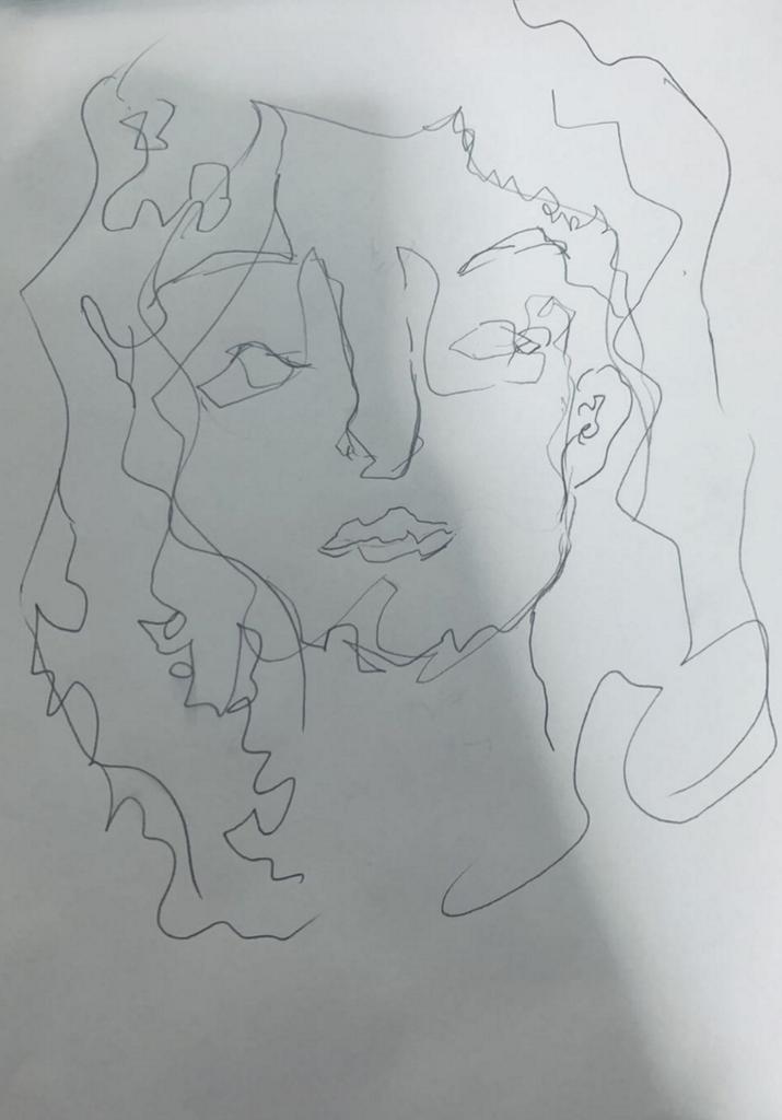 Amylynbrand's tweet photo. Opening these blind contour self-portraits by three of my remote learners this evening made me smile. Blind contour drawings are done without looking at the paper and without lifting your pen. @CountryDay #wearecountryday #countrydayconnected #countrydayarts https://t.co/oZyPKogCud