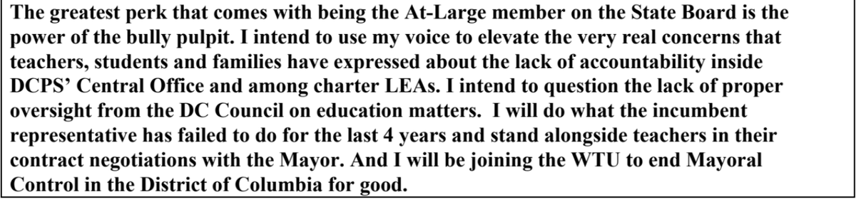 From  @mysikix very important answers on stakeholder engagement and using the bully pulpit of the SBOE role to elevate issues.