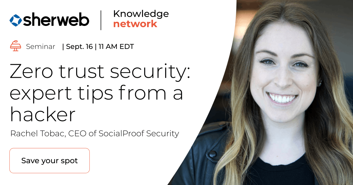 RachelTobac's tweet photo. So excited for my free &amp; open SMB security keynote + panel with @Sherweb on 9/16 at 1-3 PM ET. My keynote will cover my hacking playbook and how you can catch me, then I'll be on the panel and do Q&amp;A with the audience to help SMBs stop attackers like me!
https://t.co/Tlrup4k9hE https://t.co/jCK7zk42kA