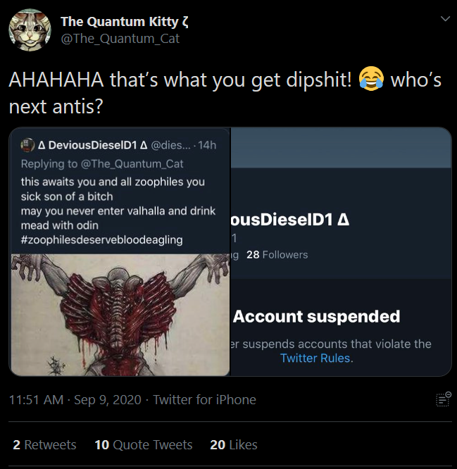 Alucard_598_'s tweet photo. Seems the master degenerate is on a power trip soon he will fall from grace like the small minded idiot he is #cleanuptwitter 
If I were you please take care out there antis as he's beginning to cull us like thanos https://t.co/IQFyU34UEv