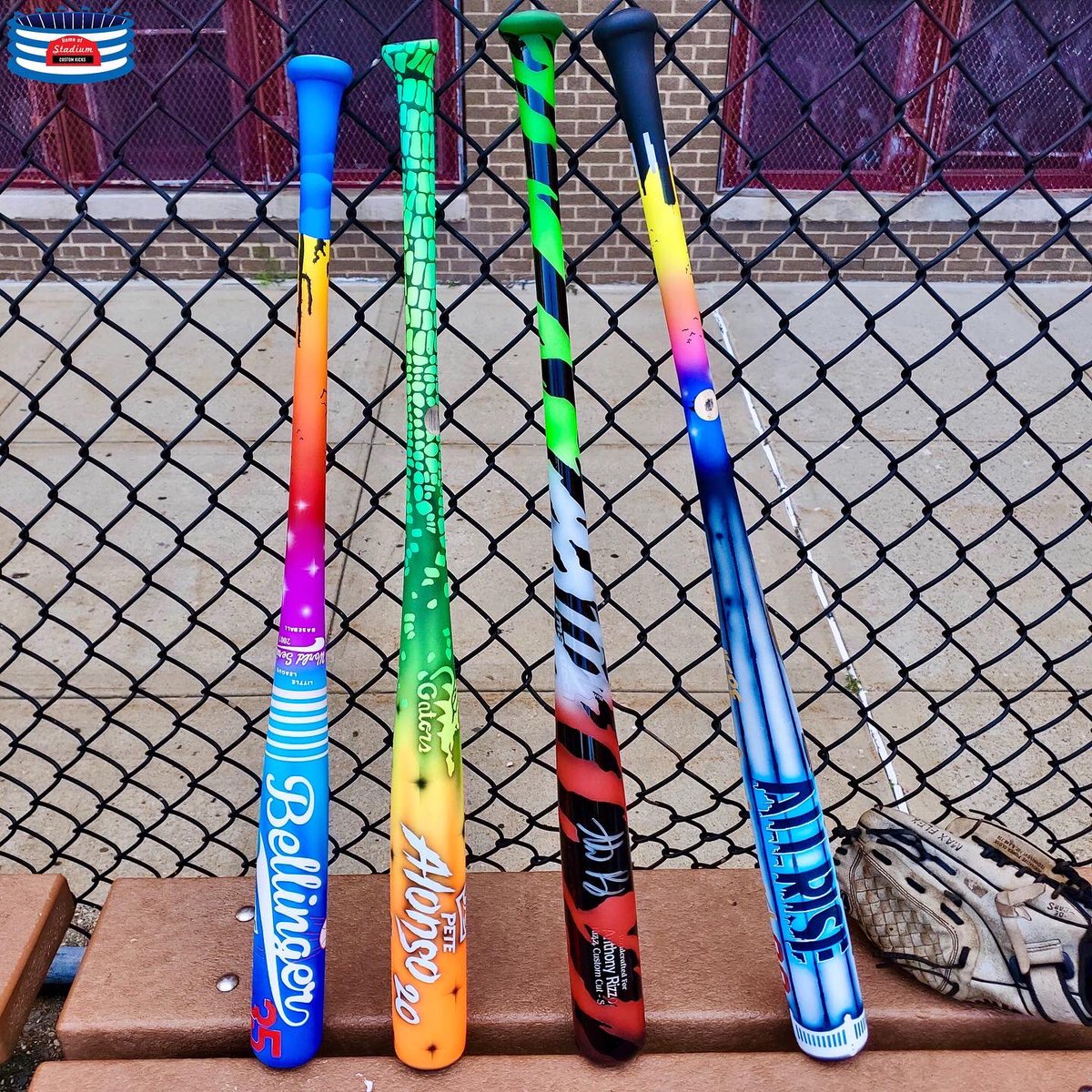 stadiumck's tweet image. Imagine a lineup of @Cody_Bellinger, @Pete_Alonso20, @ARizzo44 and @TheJudge44 😳! 

When’s the next home run derby? Our 🎨 brushes are ready! #StadiumCustomKicks