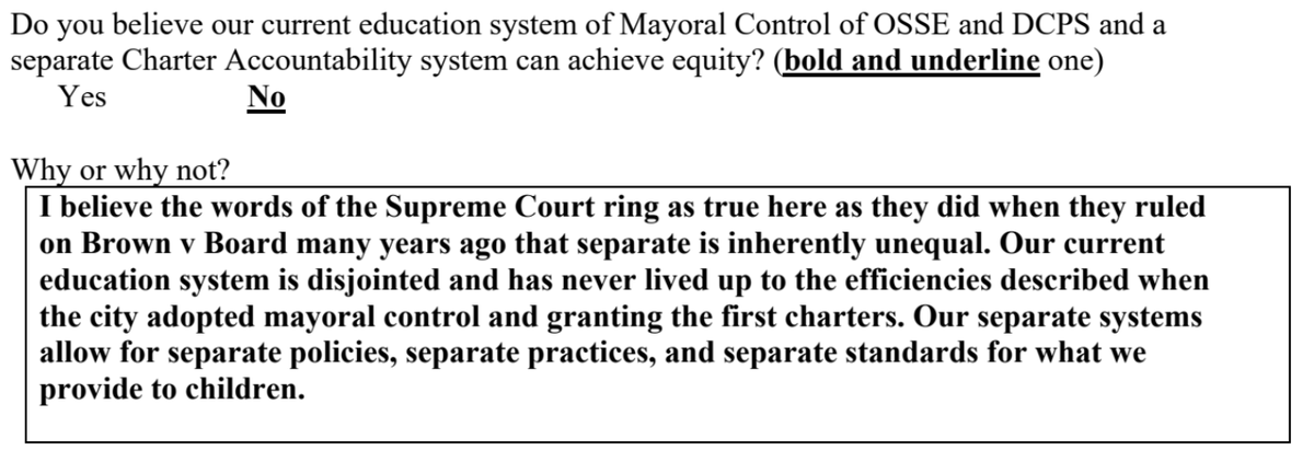 Ward 7 candidate  @Eboni_RoseT knows these issues like the back of her hand and describes very concisely and clearly how Mayoral Control isn't achieving equity and then in great detail how the SBOE's authority isn't enough and how it might be expanded.