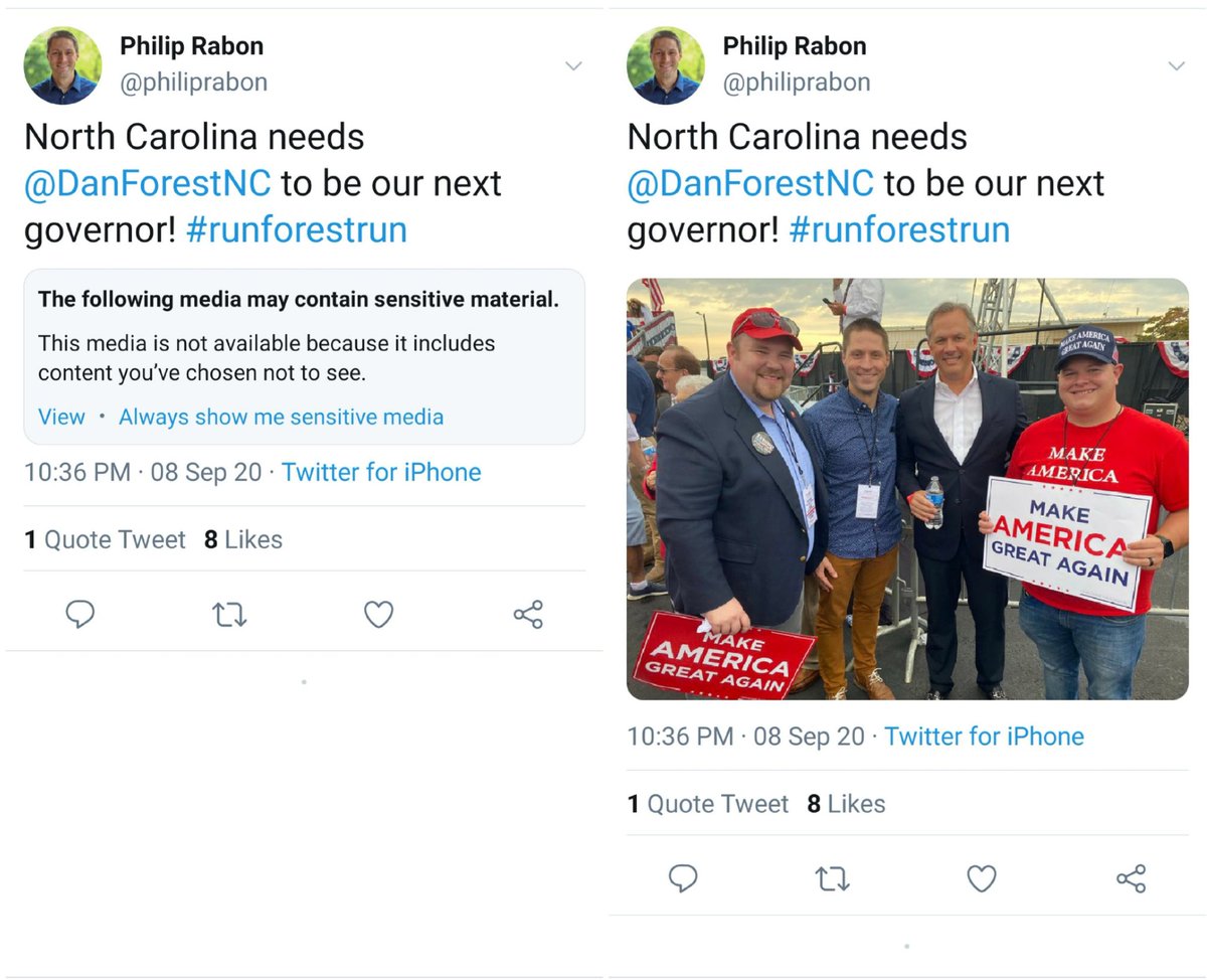 wiseman788's tweet photo. So apparently, @realDonaldTrump, @DanForestNC, @philiprabon, &amp; #MAGA are considered "sensitive material" I have chosen not to see...🤔🤫🤨🙄 https://t.co/yFkaLHJdpB
