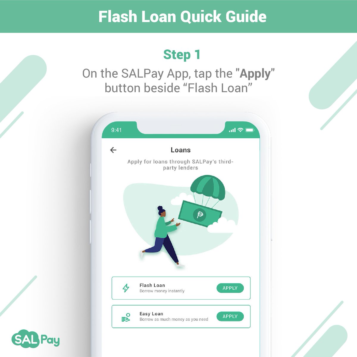 SALPayCommunity's tweet photo. How to apply for the Flash Loan via the SALPay Wallet App? Check our step-by-step process here. 

Note:  This applies to SALPay wallet users only. Click here to check if you're qualified:  https://t.co/S8TZVePadw https://t.co/CTEpdOKvad