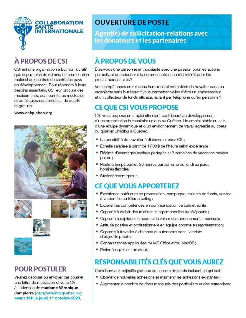 lucsamama's tweet image. Un poste des plus intéressants à Collaboration Santé Internationale ;-))