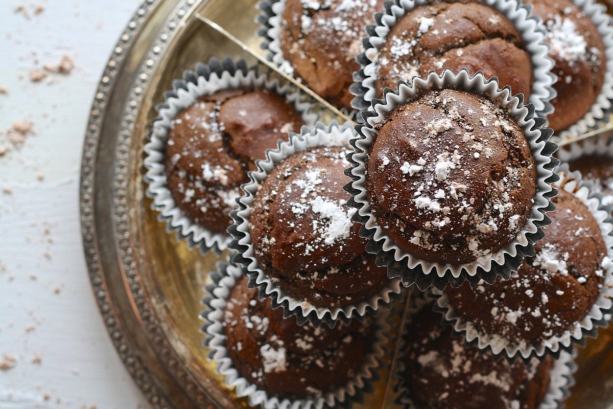Chocolate "muffins" (........ok they're cupcakes without frosting) are a delicious breakfast.  Or snack.  Or second dessert. #GF #Vegan