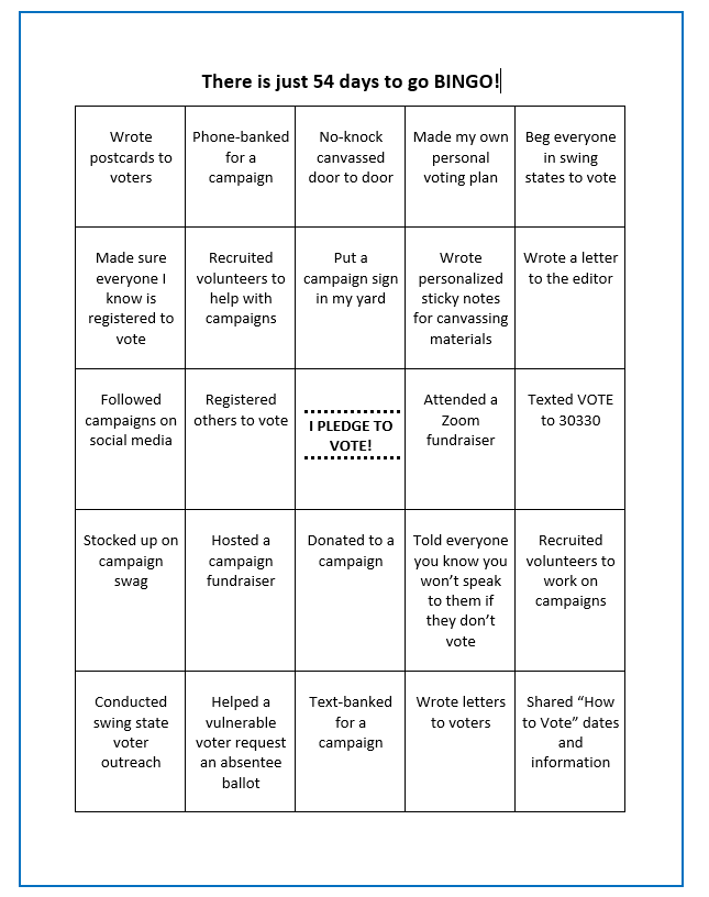 Only 54 days to go. Who can get BINGO? (And how many times over?!) 🌊#KeepGoing #WorkItWednesday