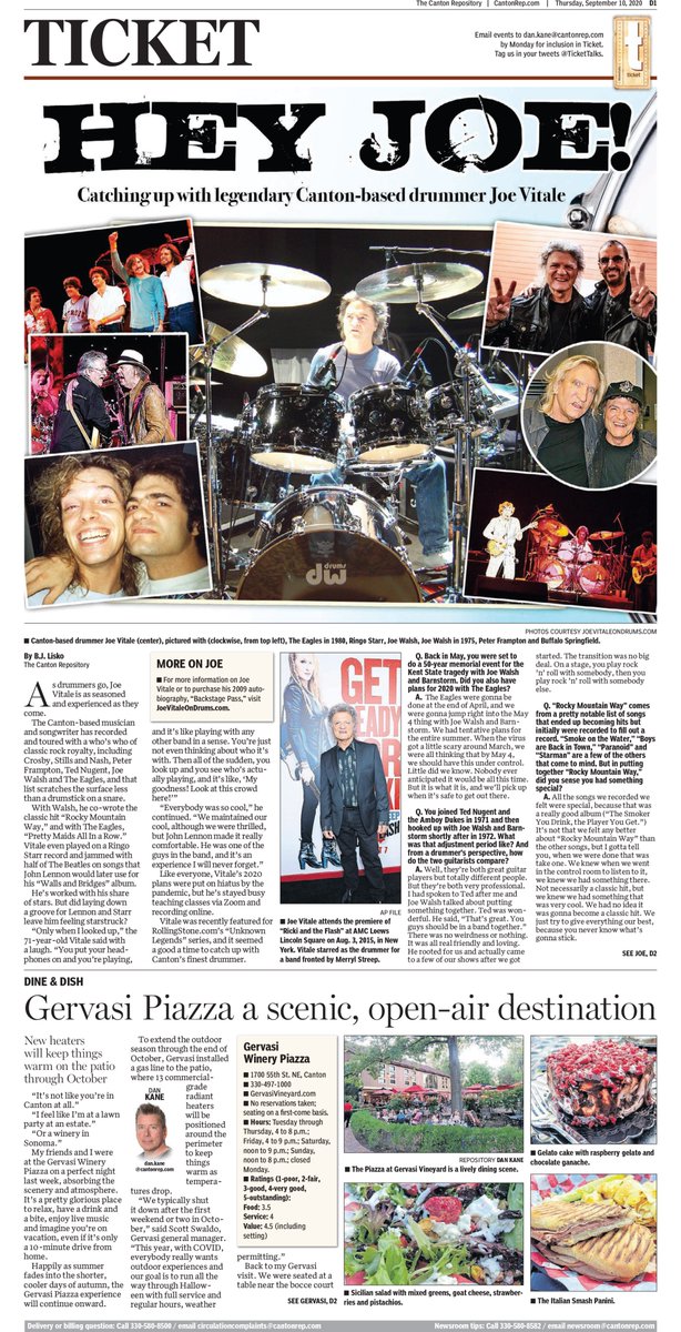 Had a great time catching up with legendary Canton-based drummer Joe Vitale for this week's <a href="/TicketTalks/">Ticket</a> and <a href="/CantonRepdotcom/">CantonRep.com</a>! Joe talked The Eagles, <a href="/JoeWalsh/">Joe Walsh</a>, <a href="/ZakkWyldeBLS/">Zakk Wylde</a>, <a href="/CSNofficial/">Crosby Stills & Nash</a>, <a href="/tompetty/">Tom Petty and the Heartbreakers</a> and more! 

cantonrep.com/entertainment/…