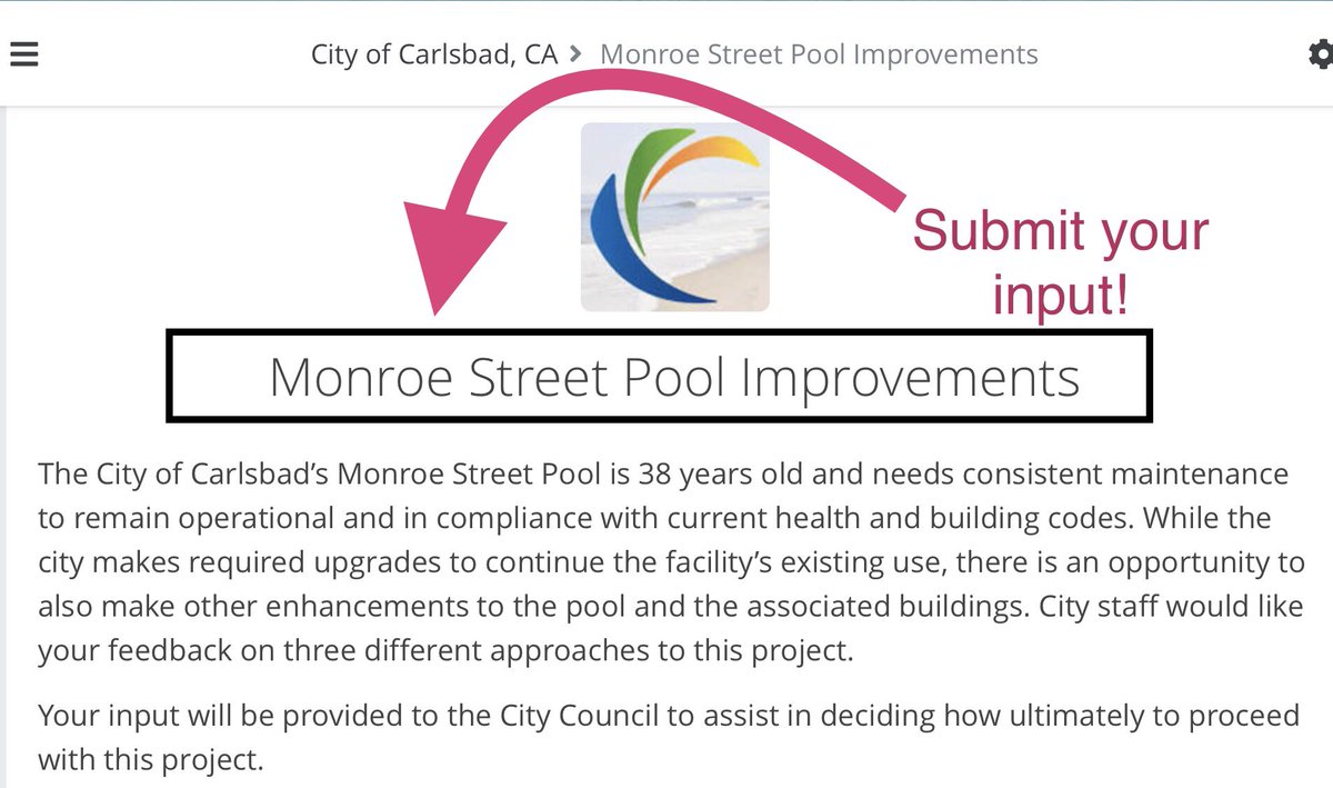 carlsbad_polo's tweet photo. Our city is asking for input! What do you want to see for our Monroe Street pool? Take a few minutes to provide feedback! Simple questions for the betterment of Monroe — for everyone! #updatemonroestreetpool #cityofcarlsbad #fitness #supportmonroe
https://t.co/dYSVsU9FBG https://t.co/BEAICD9IU3