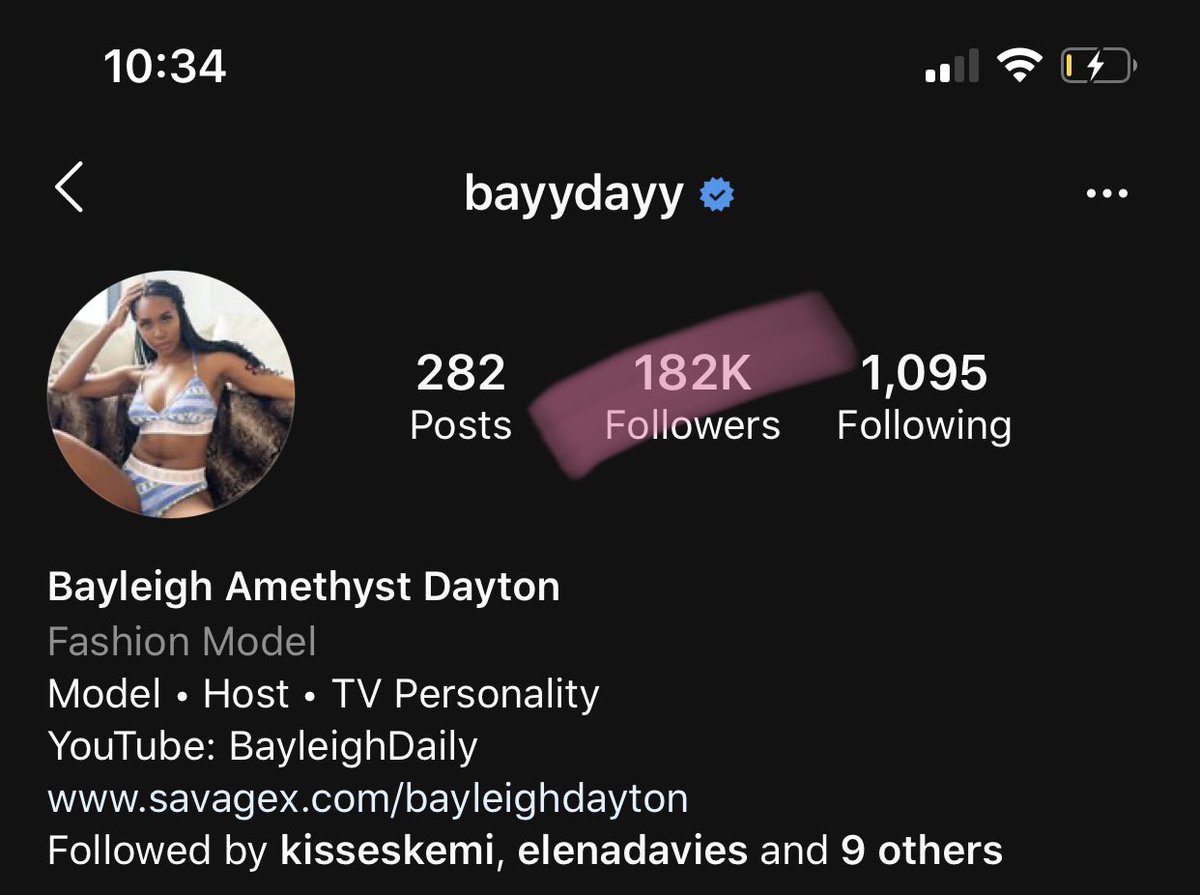 BAYLEIGH DAYTON WILLIAMS   #bb22 182K followersshe averages 18,994 likes per post10.44% of her followers engage by liking her posts5/6