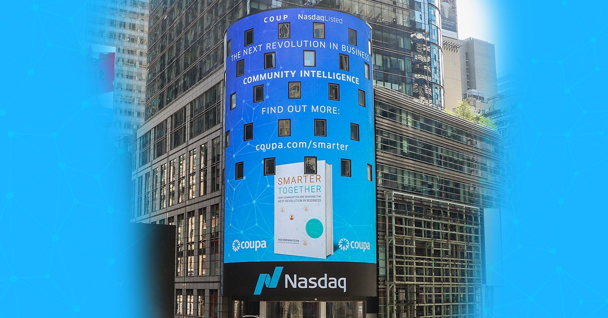 Coupa's tweet image. Nasdaq #TradeTalks: The Impact that #CommunityIntelligence will have on Industries and Individuals buff.ly/3hfAGlo @TradeTalks @Nasdaq @rbernshteyn #SmarterTogether