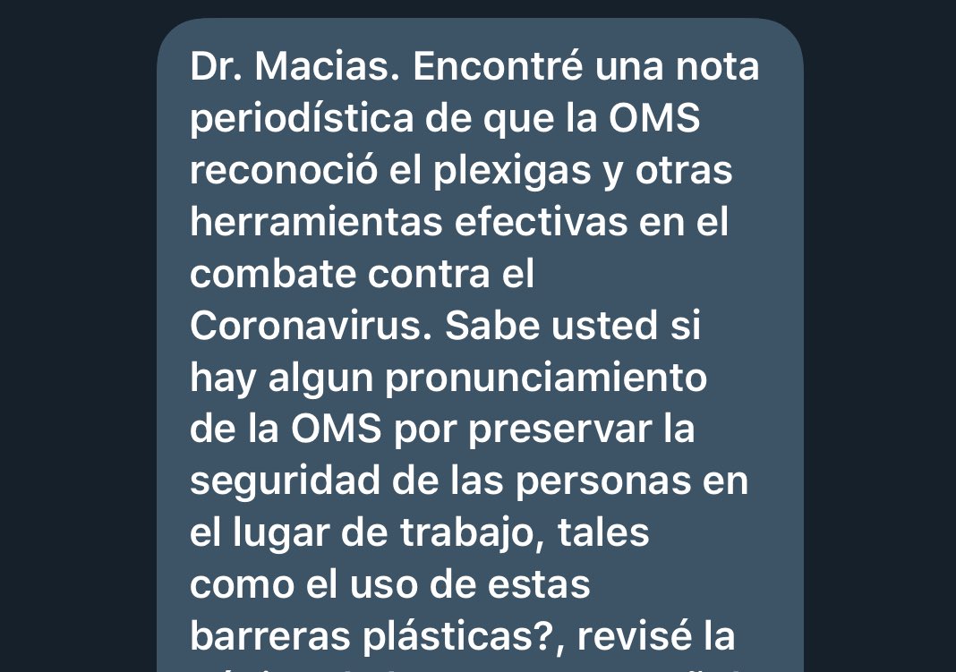doctormacias's tweet photo. En espacios cerrados como oficinas el coronavirus se acumula en aerosoles que no responden a la gravedad y que flotan como nubes encima de la gente. De este modo, las barreras plásticas entre escritorios servirían de poco. https://t.co/jjqW4PmTyK