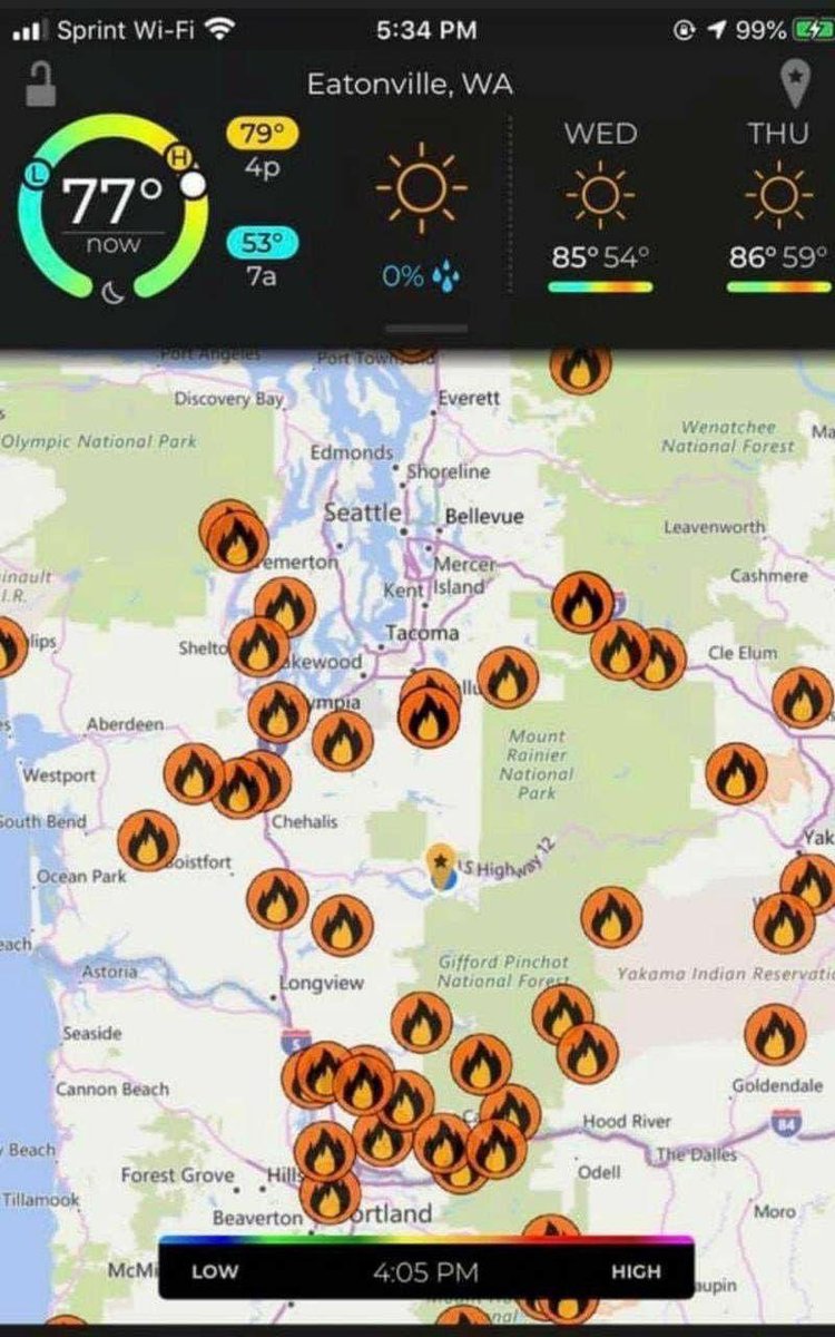 When I saw this map of fires this morning, I knew  @GovInslee was lying when he said the cause was CLiMatE ChANgE.  #BidenRiots