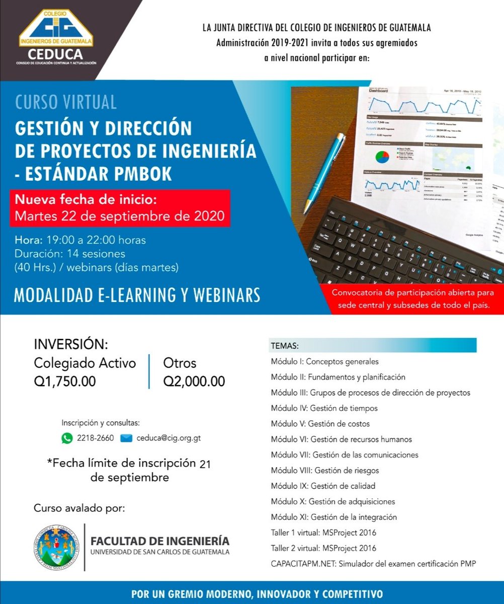 CapacitaPM's tweet photo. Última cohorte 2020, últimos cupos, #pmbok #proyectos #ingeniería #fiusac #gerentes #administradores #jefes https://t.co/itUlwLyxwD