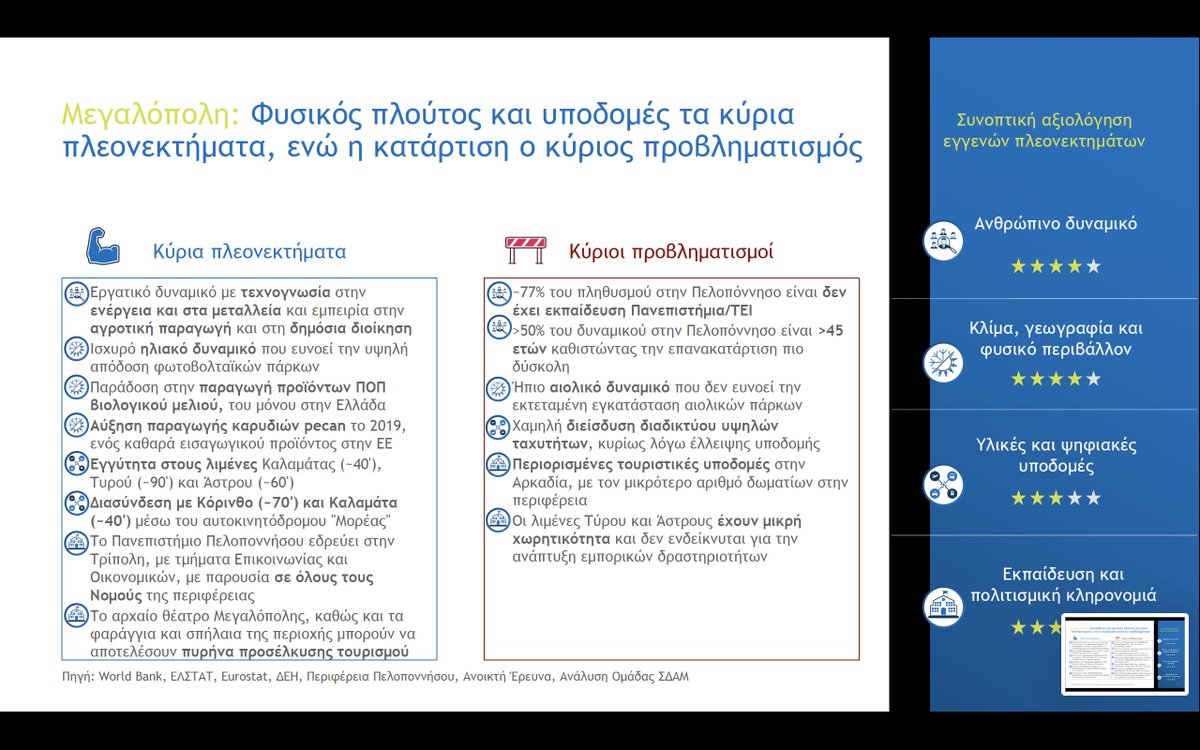 I particularly appreciated these slides showing the challenges each region faces—broadly an older and less educated workforce, low wind potential, under-developed digital infrastructure and linkages to the economy at large (mostly rail), etc.