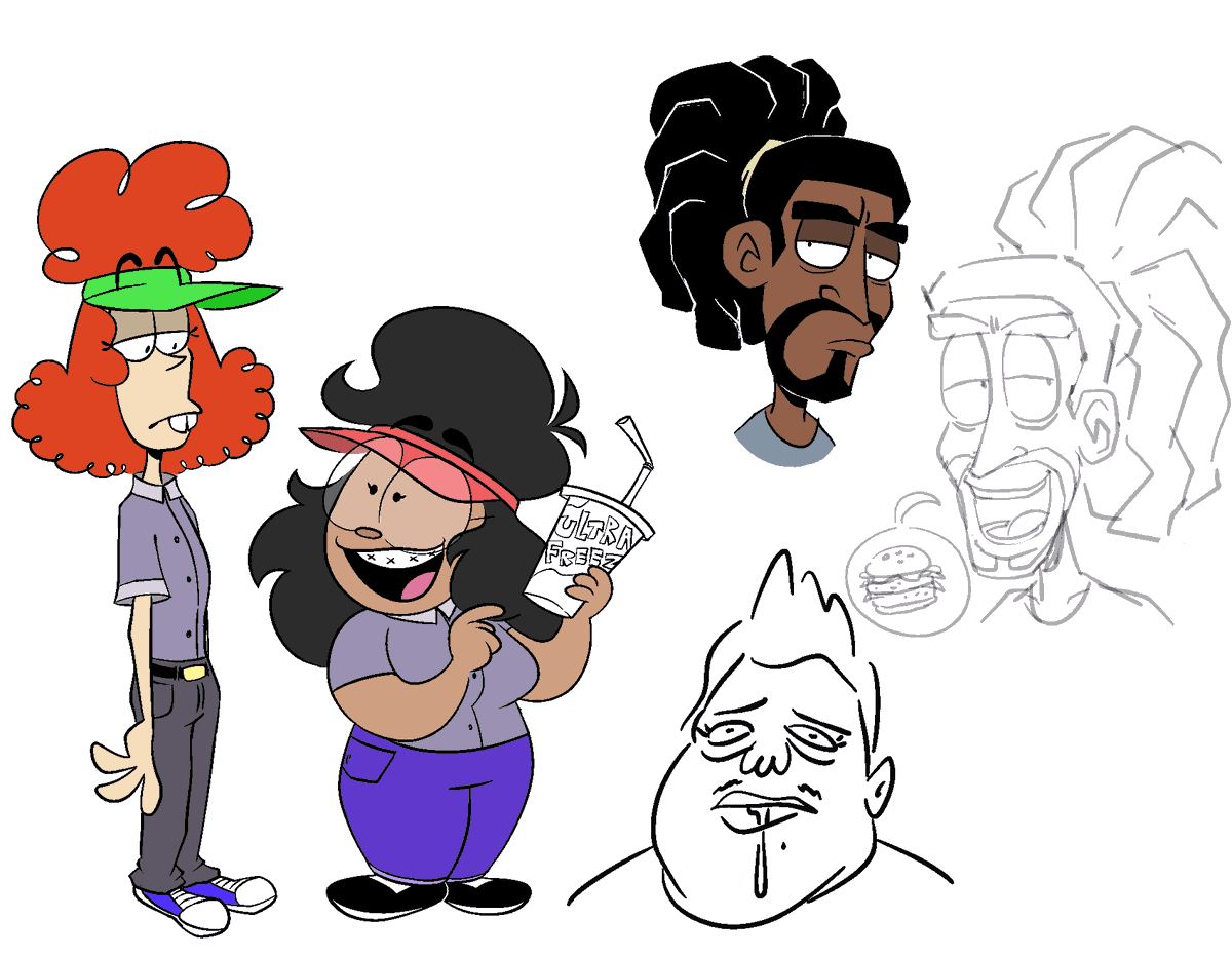human doodles, obv with big hair 