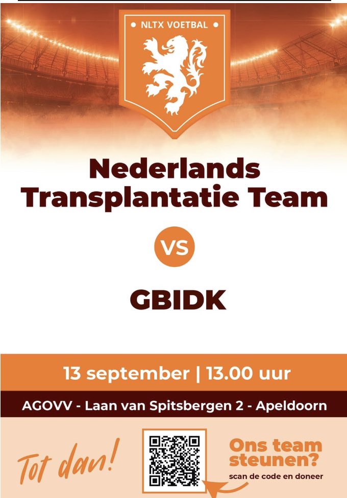 Aanstaande zondag spelen we weer een oefenwedstrijd tegen het 7-tal van GBIDK (Geen Bier In De Kantine😂 ipv Gratis Bier in de Kantine, het zijn echte sportmensen👍)
Locatie: VV AGOVV - Laan van Spitsbergen 2 Apeldoorn
Kom kijken en steun ons!