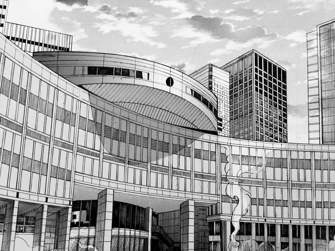 載せるものがないので過去に描いた新宿都庁駅
トーンを使って力入れました 